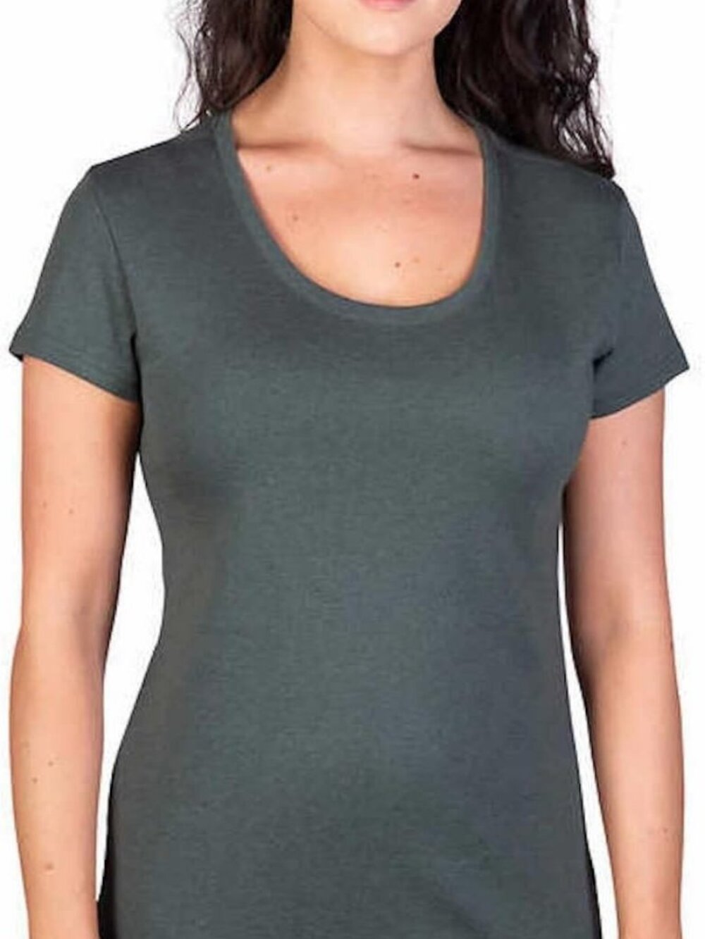 Kirkland Signature Women's Scoop Neck Pima Cotton Short Sleeve T-Shirt Green "L"